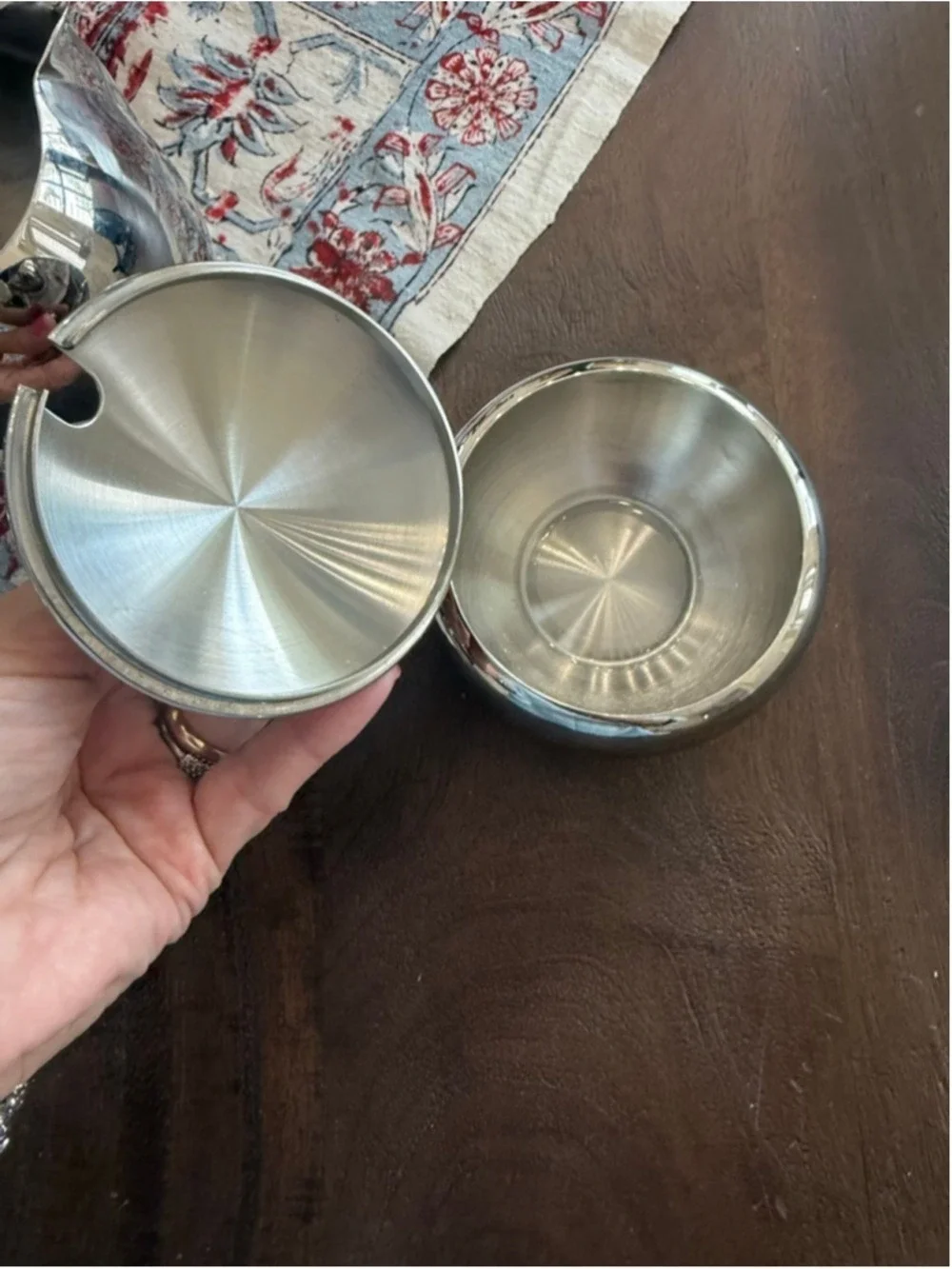 Bredemeijer Bella Crome outside stainless Steele inside. 6 pieces modern, atomic